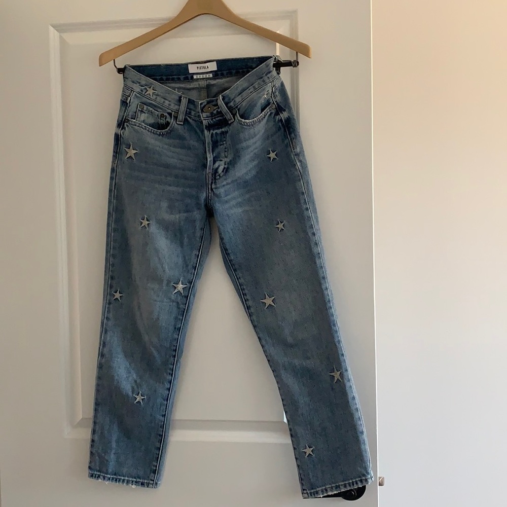 Pistola Star Embroidered Ankle Straight Jeans